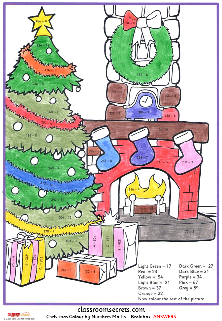 Christmas Colour By Numbers Maths Classroom Secrets
