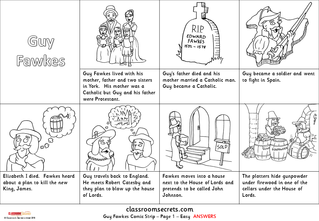 Guy Fawkes Comic Strip – Classroom Secrets | Classroom Secrets
