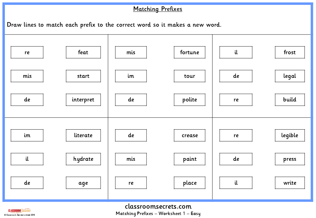 Matching Prefixes KS2 SPAG Test Practice | Classroom Secrets