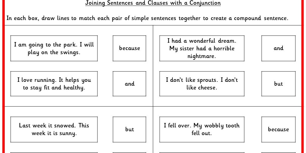 Joining Sentences and Clauses with a Conjunction KS2 SPAG Test Practice