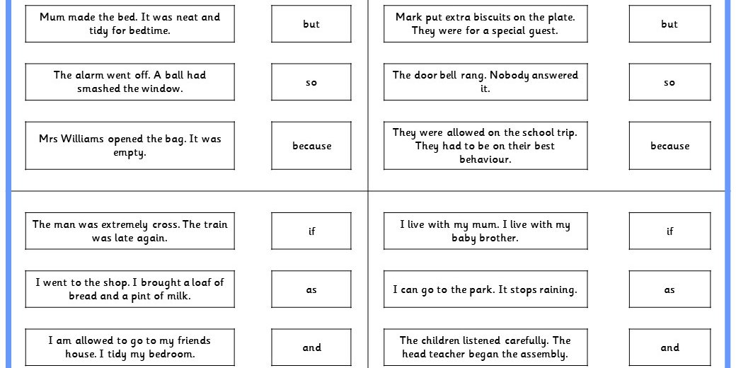 Joining Sentences Conjunctions Worksheet