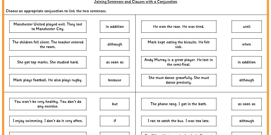 Joining Sentences and Clauses with a Conjunction KS2 SPAG Test Practice