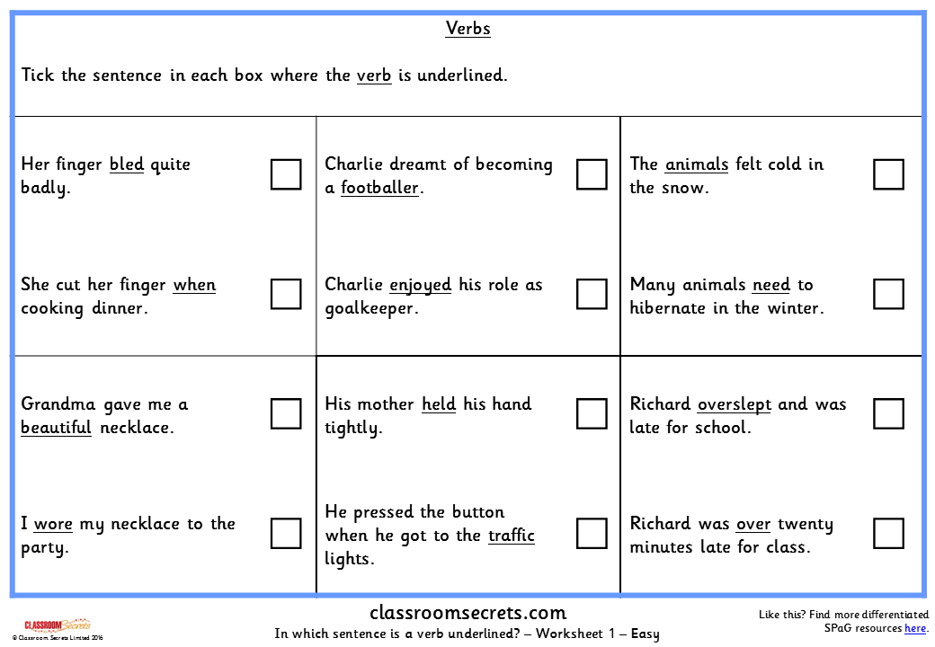 Verbs KS2 SPAG Test Practice | Classroom Secrets