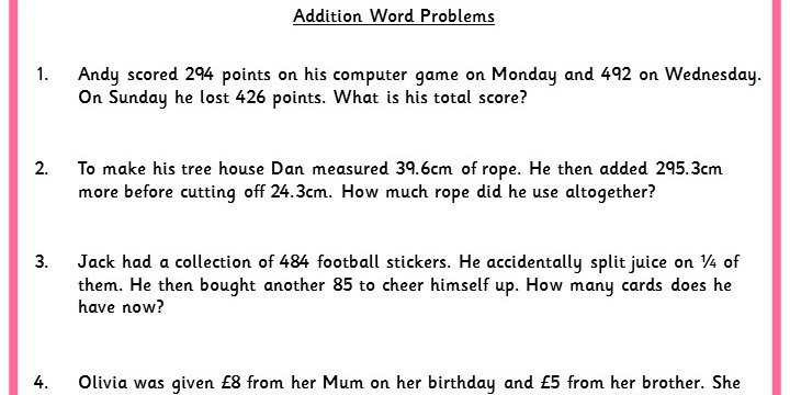 addition problem solving year 2