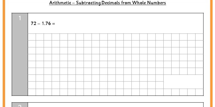 subtracting decimals from whole numbers ks2 arithmetic sats test practice classroom secrets