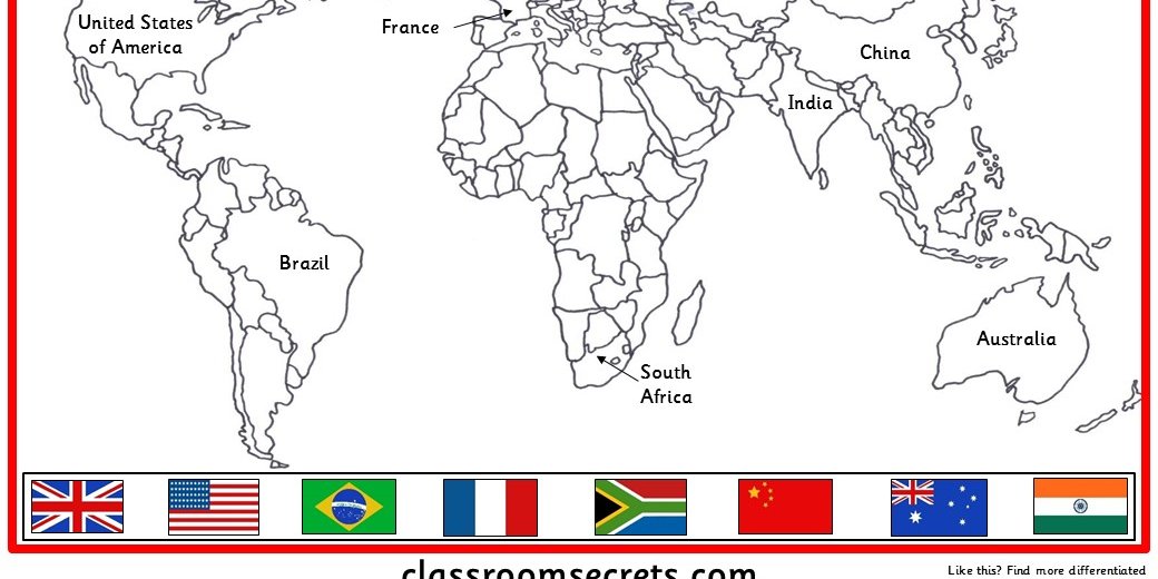 Country Flags On A Blank World Map Quiz - By mittudomain
