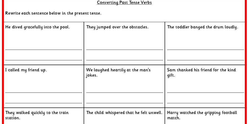 Converting Present And Past Tense Verbs Worksheet With The Answers