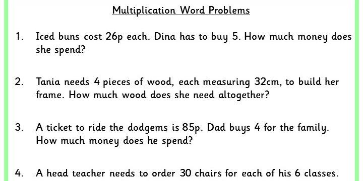 multiplication word problems year 6