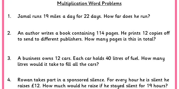 multiplication word problems year 6