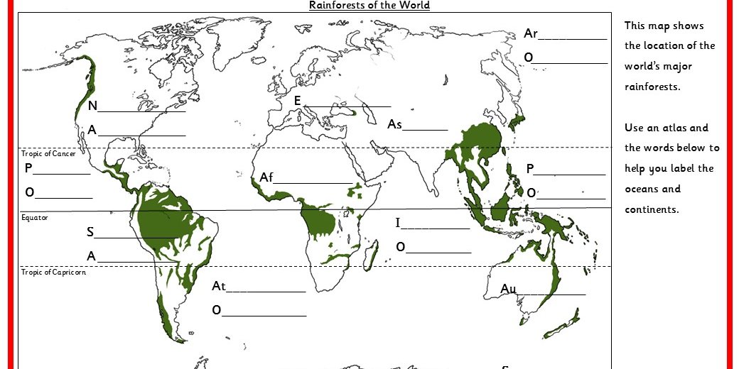 Rainforests Of The World Map Activity Classroom Secrets