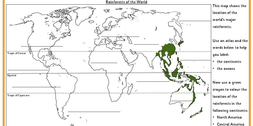 Rainforests Of The World Map Activity Classroom Secrets