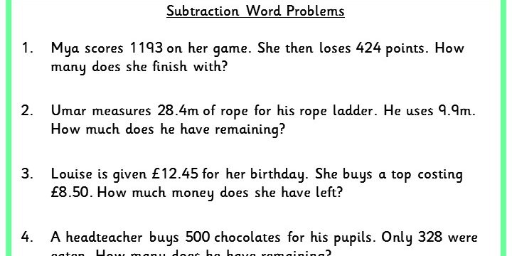 Subtraction Word Problems | Classroom Secrets