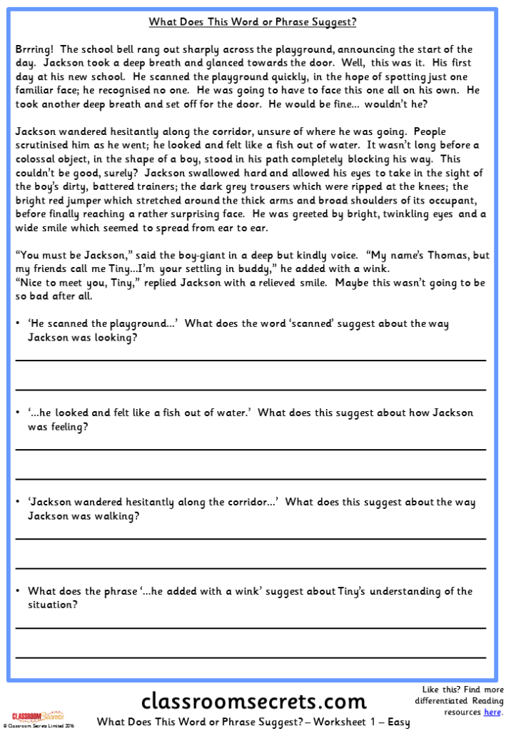 Reading SATs Practice Questions | Classroom Secrets