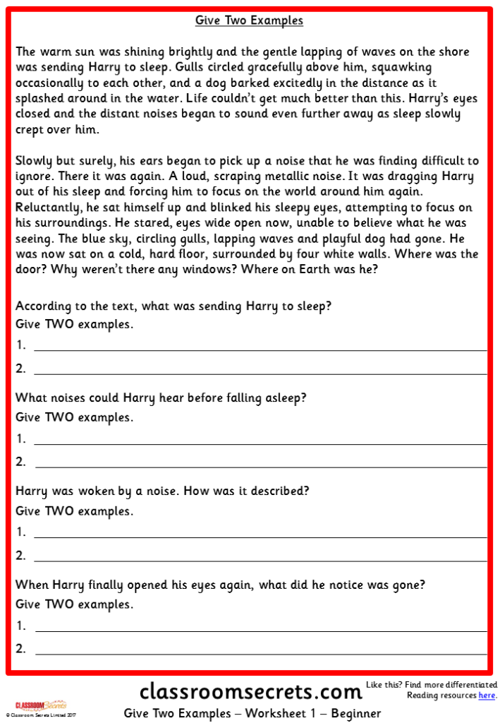 Ks2 Reading Comprehension Text