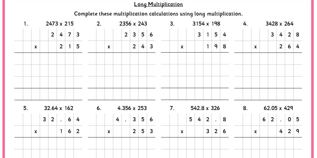 long multiplication classroom secrets