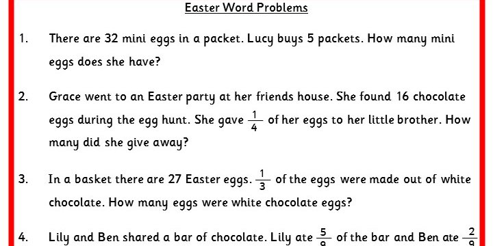 Easter Word Problems Classroom Secrets