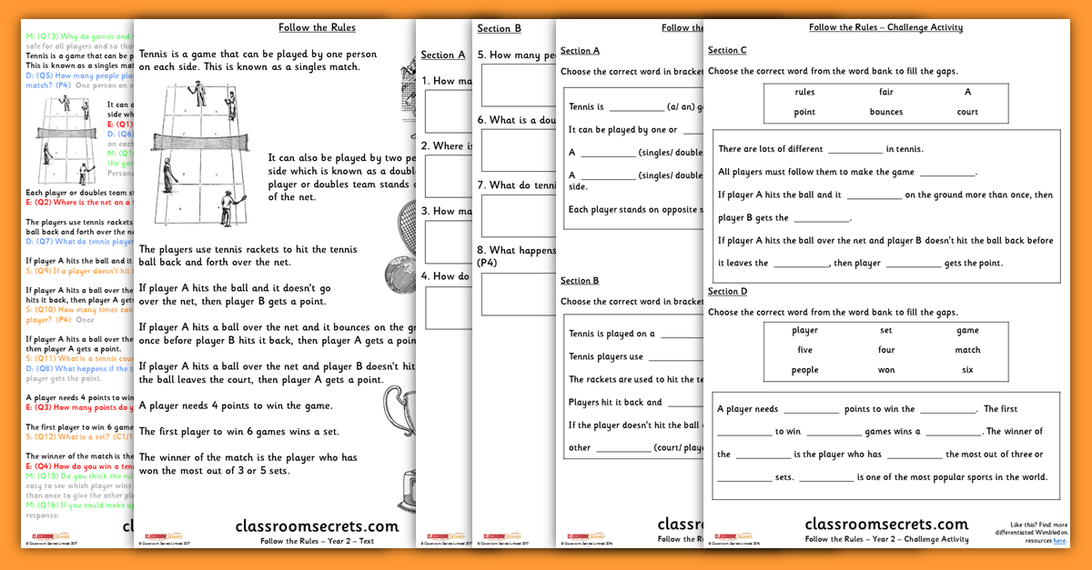 Year 2 Wimbledon Comprehension Resources