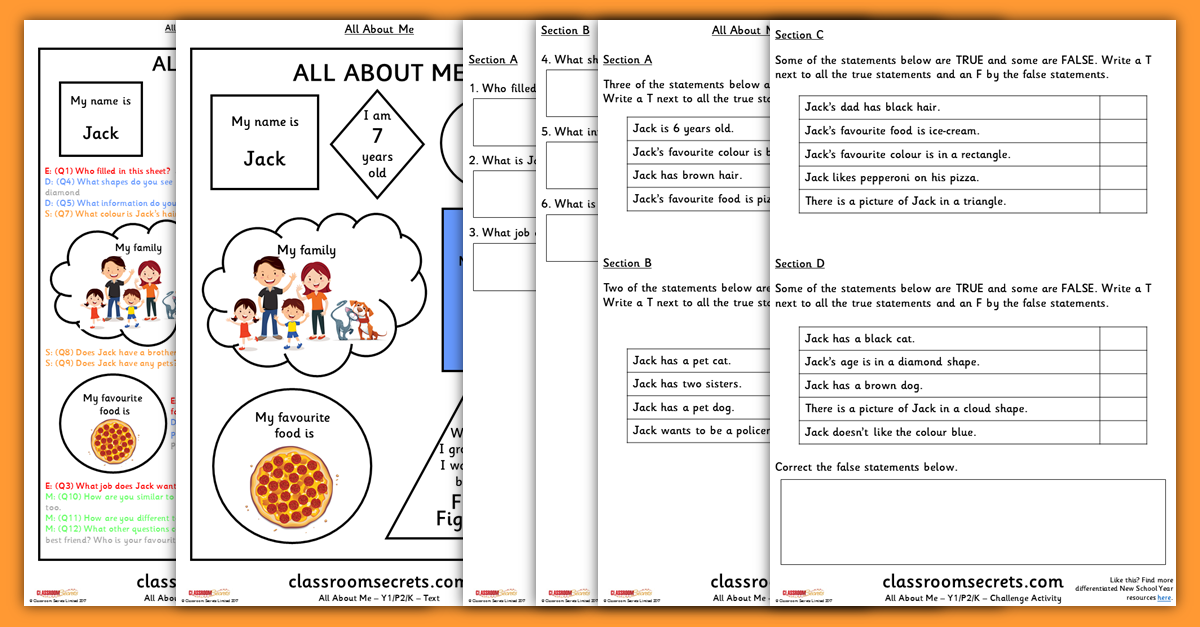 Year 1 Back to School Comprehension Resources