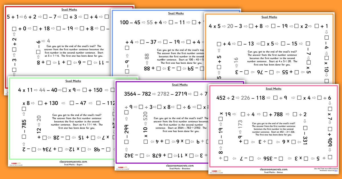 Calculations Chain Worksheets