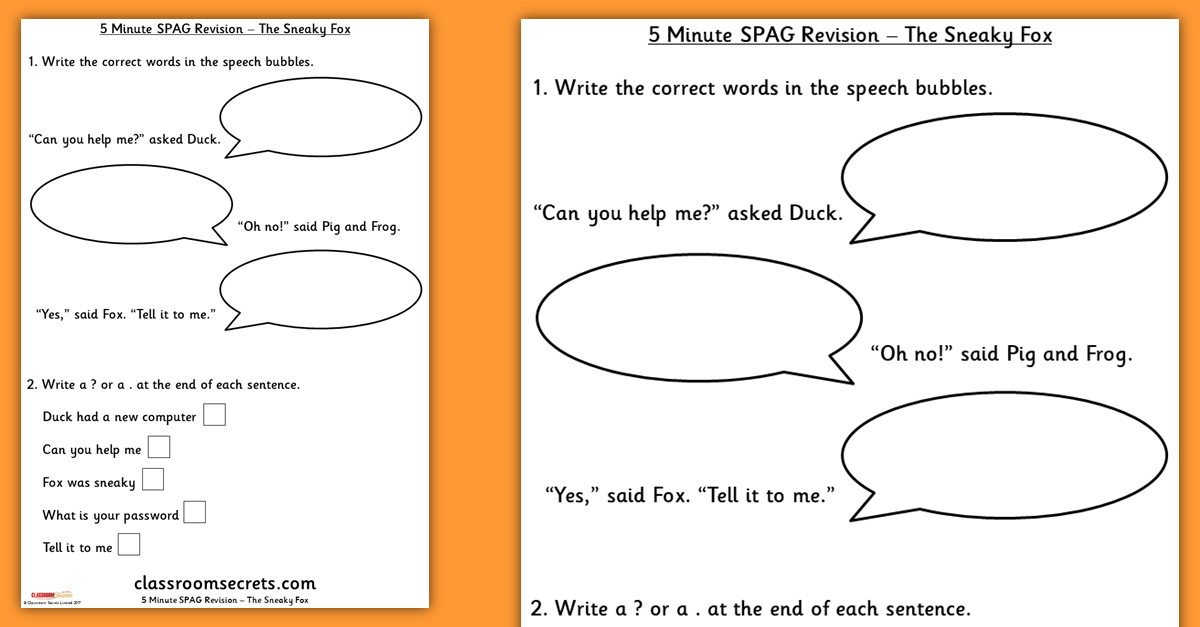 5 Minute SPAG Revision Year 1