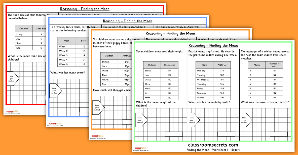 KS2 Reasoning Finding the Mean Test Practice Resources