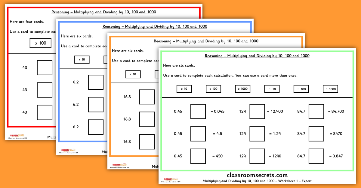 Multiplying and Dividing by 10, 100 and 1000 Resources
