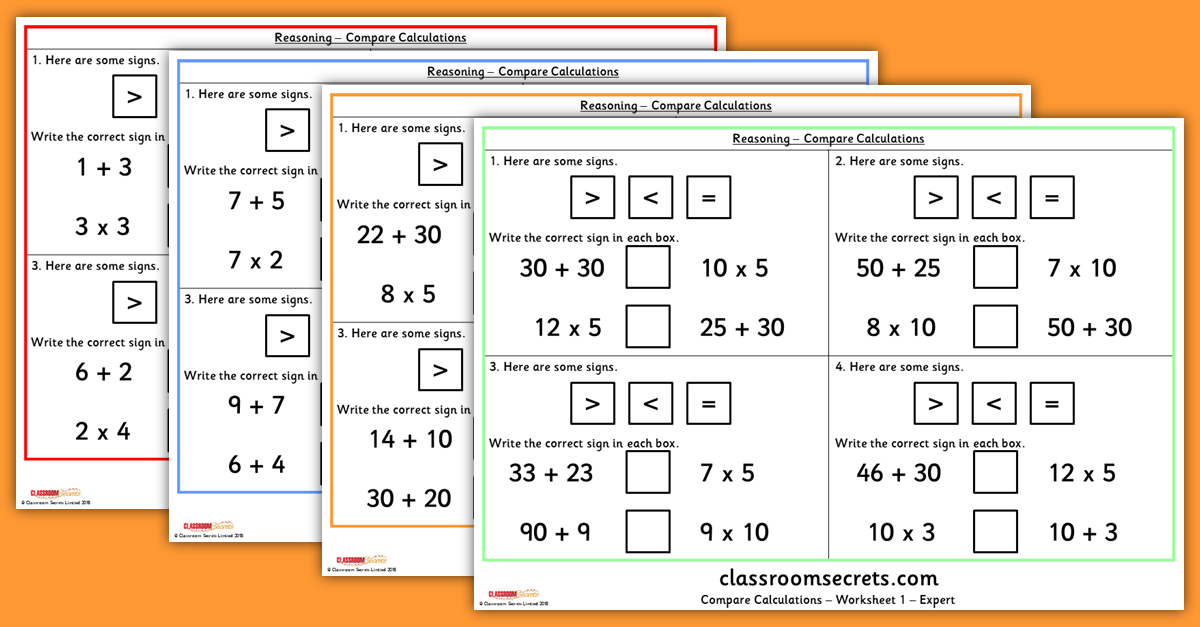 Compare Calculations KS1 Reasoning Resources