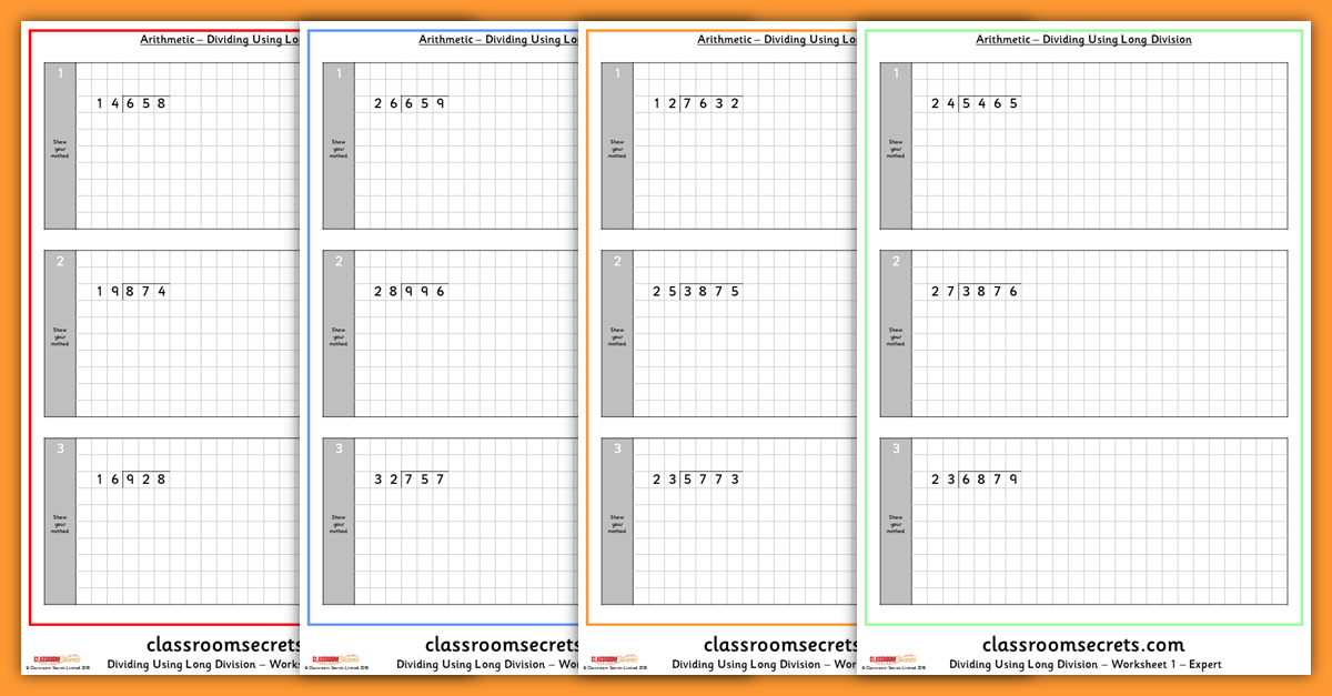 ks2 arithmetic dividing using long division test practice classroom secrets