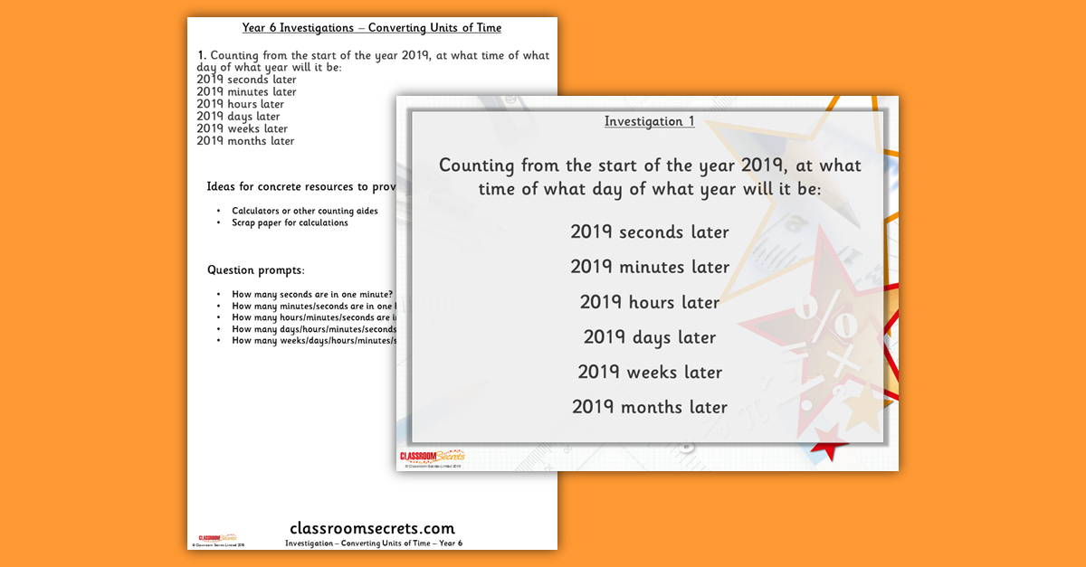 Converting Units of Time Investigation Year 6 Summer Block 4 Resources