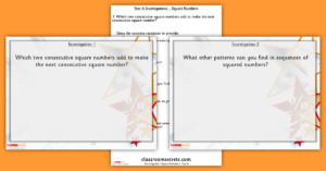 Square Numbers Investigation Year 6 Investigation Resources