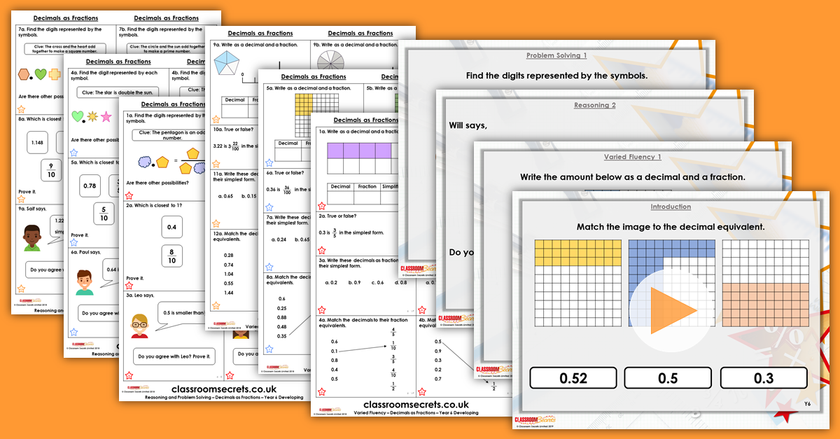 Mixed Age Year 5 and 6 Decimals and Percentages Step 13 Resources