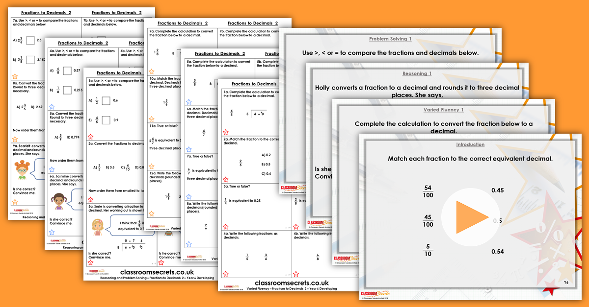 Mixed Age Year 5 and 6 Decimals and Percentages Step 15 Resources