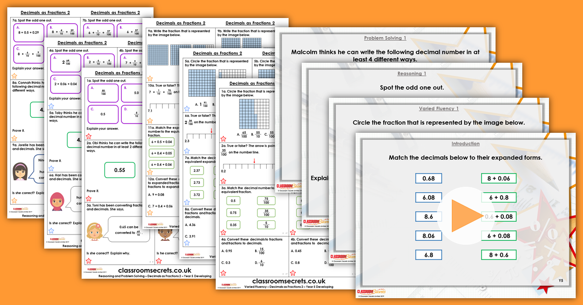 Mixed Age Year 5 and 6 Decimals and Percentages Step 3 Resources