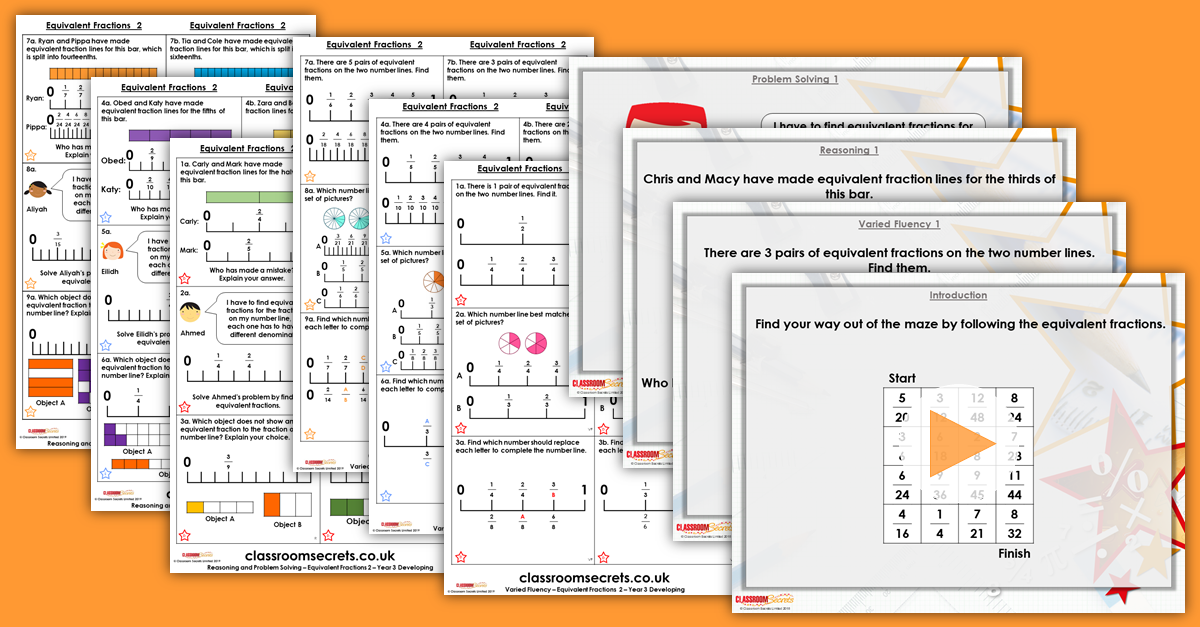 Equivalent Fractions 2 Year 3 Resources