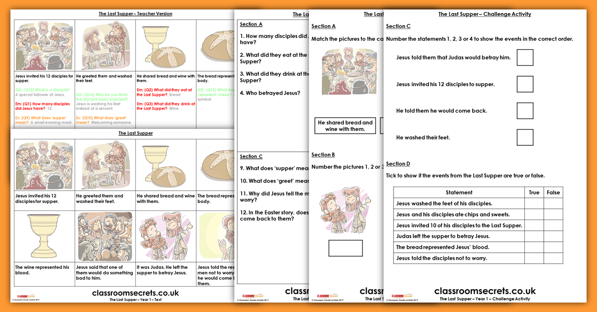 Year 1 Easter Story Comprehension Resources