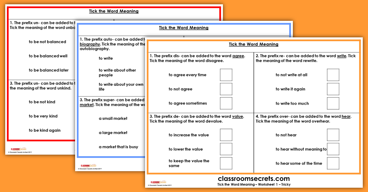 Tick the Word Meaning KS2