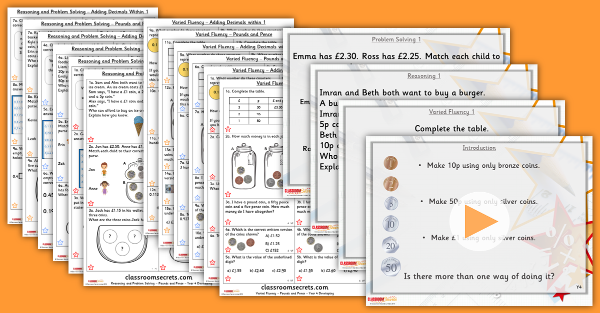 Mixed Age Year 4 and 5 Money, Decimals and Percentages Step 1 Resources