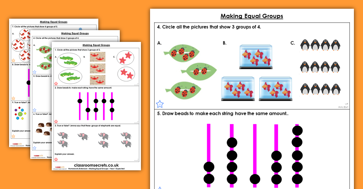 Making Equal Groups Homework Extension Year 1 Multiplication and