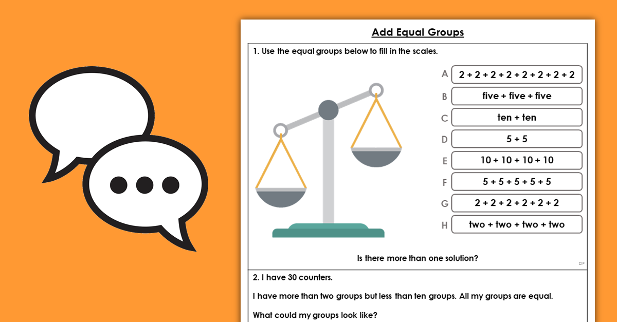 Year 1 Add Equal Groups Discussion Problems