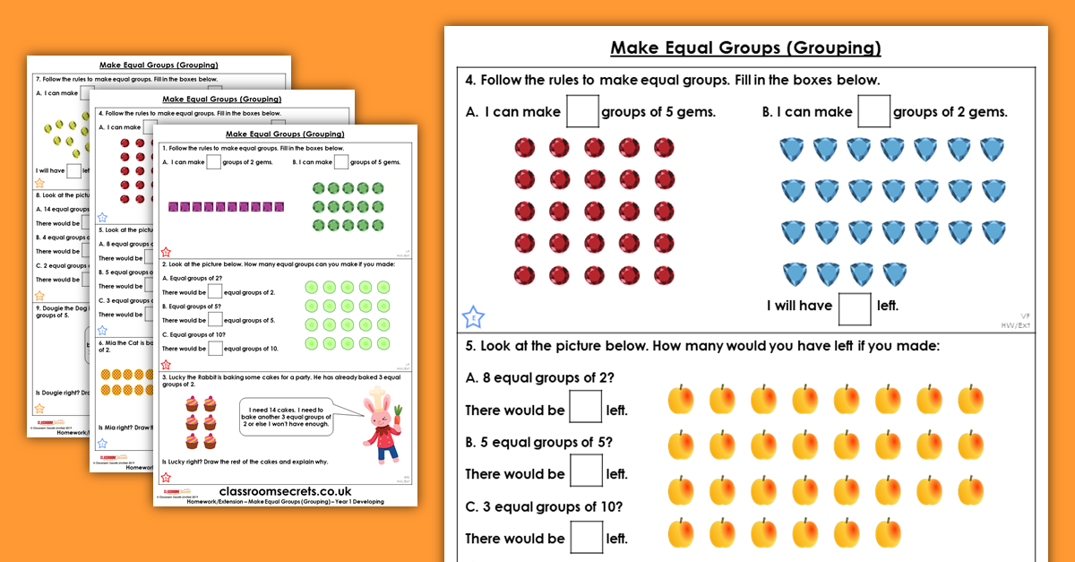 make equal groups grouping homework extension year 1 multiplication and division classroom secrets