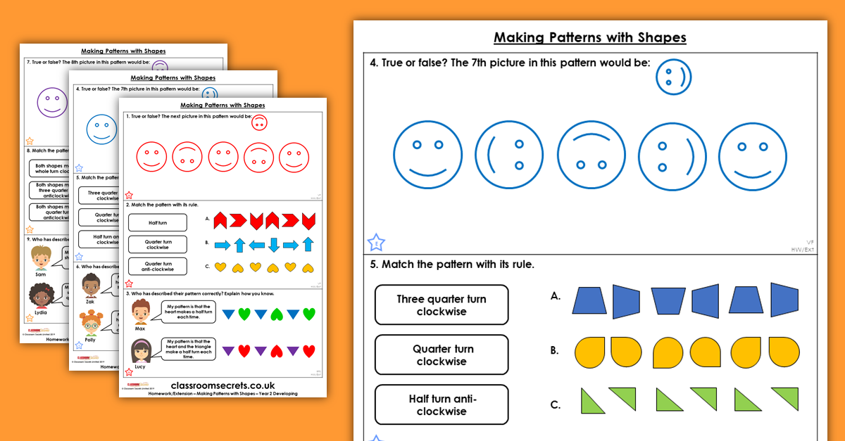 Making Patterns in Shapes Homework Extension Year 2 ...