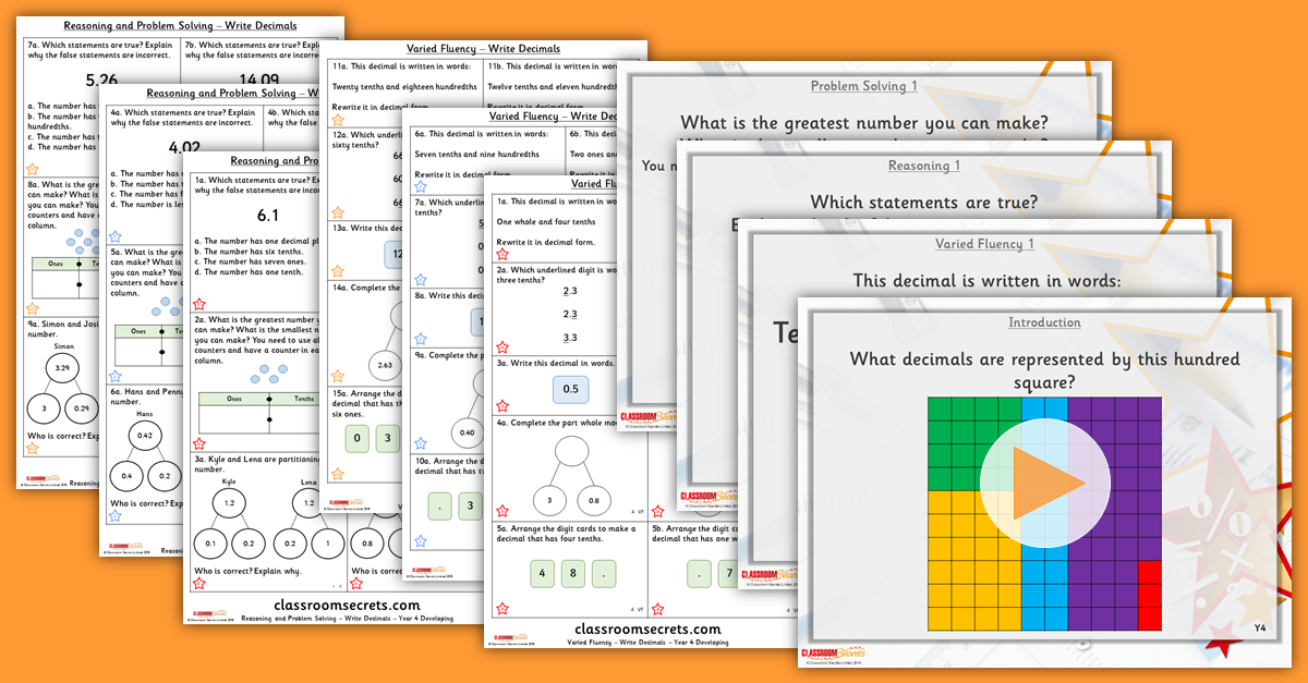 Mixed Age Year 3 and 4 Fractions and Decimals Step 14 Resources