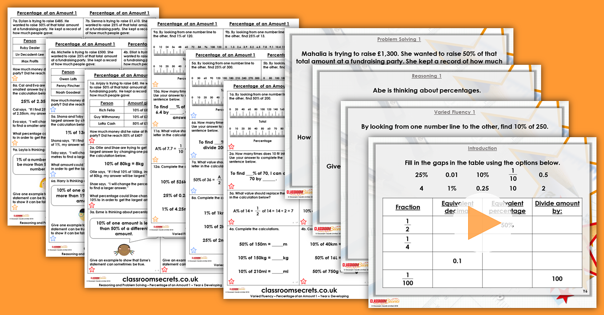 Mixed Age Year 5 and 6 Decimals and Percentages Step 19 Resources