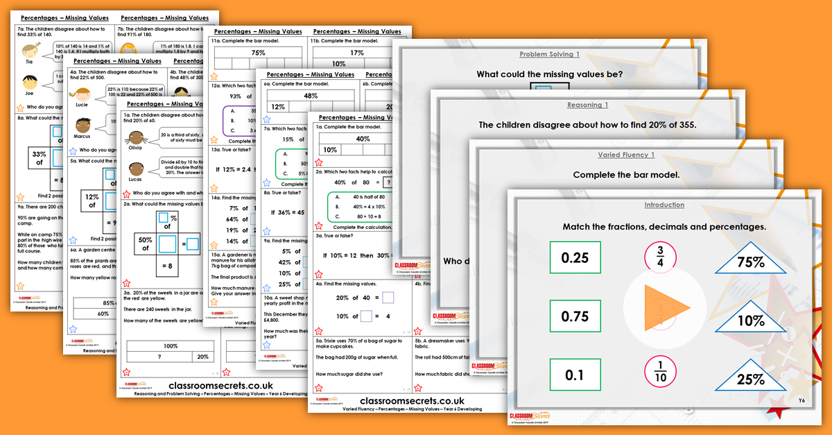 Mixed Age Year 5 and 6 Decimals and Percentages Step 21 Resources