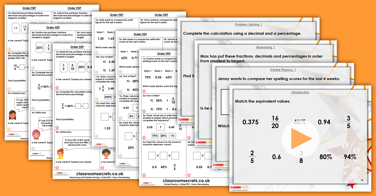 Mixed Age Year 5 and 6 Decimals and Percentages Step 23 Resources