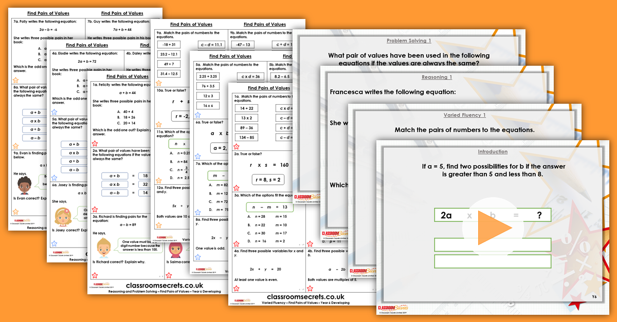 Mixed Age Year 5 and 6 Algebra Step 12 Resources