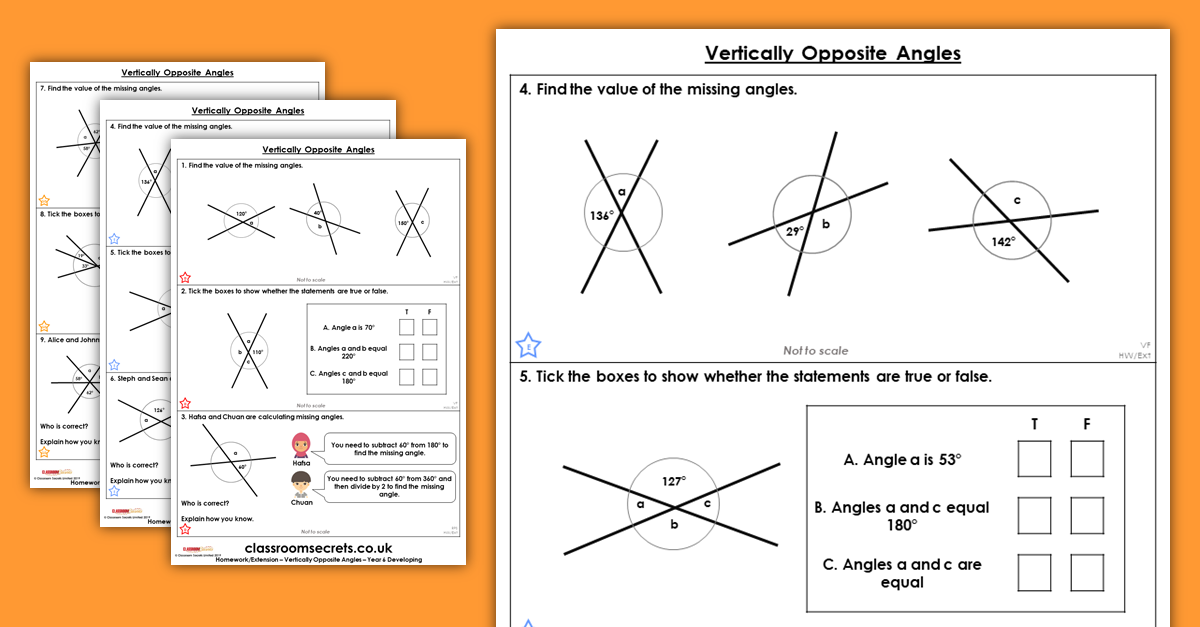 Vertically Opposite Angles Homework