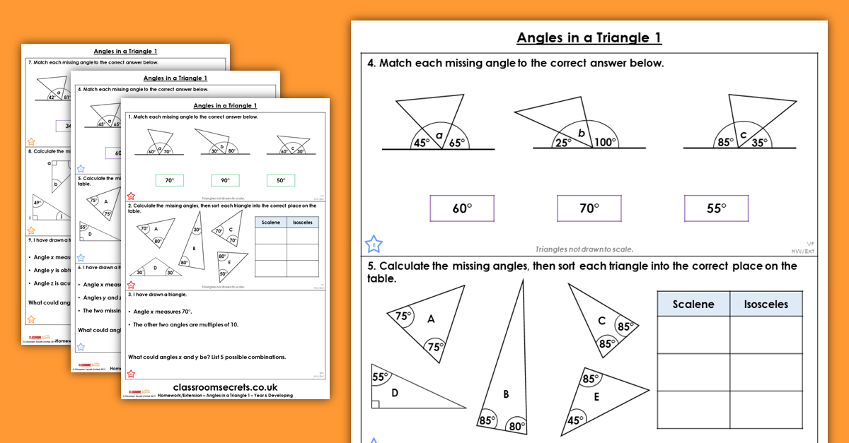 Angles in a Triangle 1 Homework