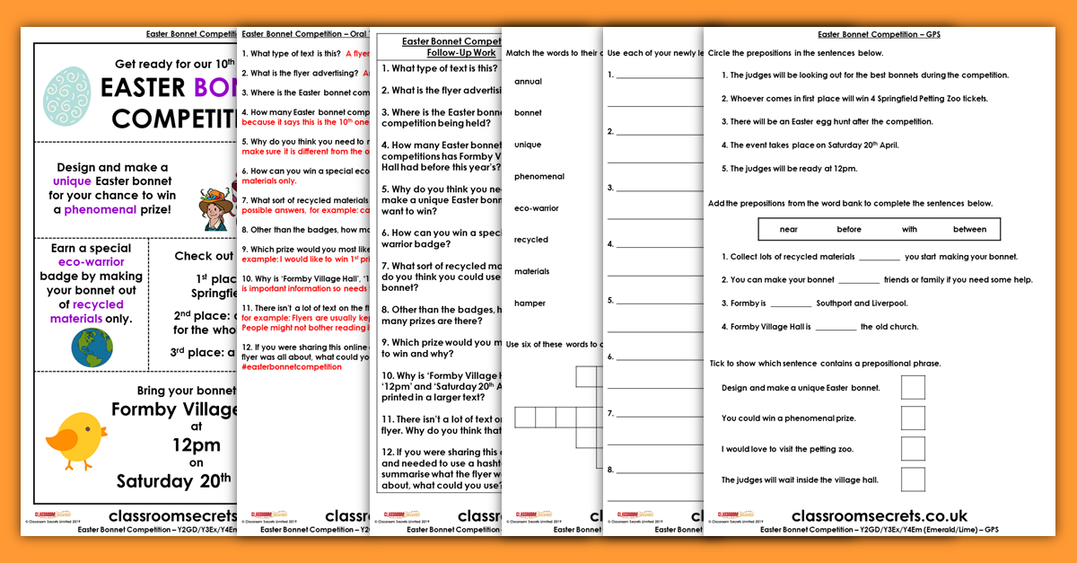Year 3 Easter Guided Reading Comprehension Resources