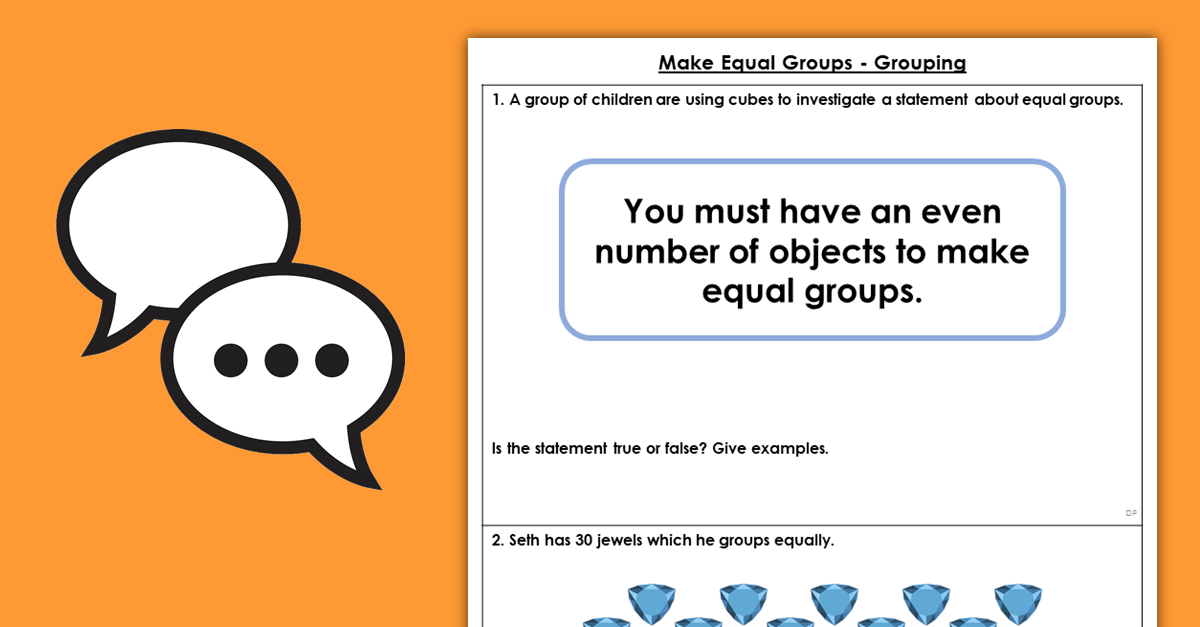 Year 1 Make Equal Groups (Grouping) Discussion Problems